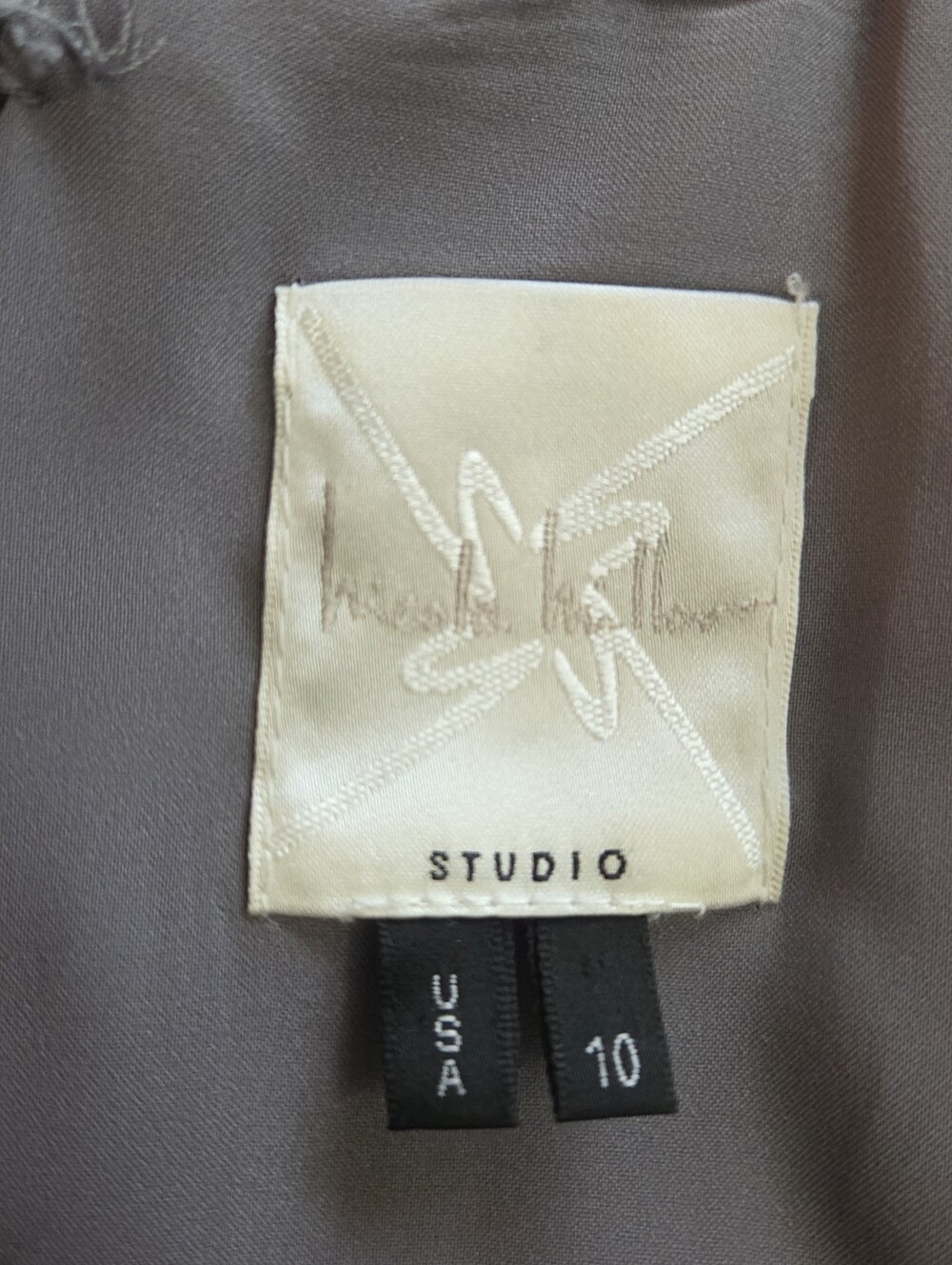 Nicole Miller Studio Linen Blend Ruched Sheath Dress Gray Structured Size 10 - Picture 2 of 15